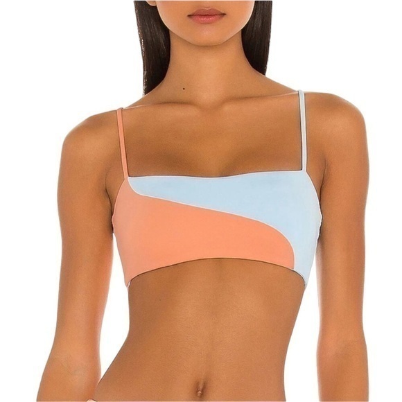 L*Space Ari Top Bikini Top in Tangy & Blue Sky Size Small - Picture 1 of 4